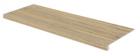 RAKO PLYWOOD schodová tvarovka DCFVF842 Straw 120x30 béžová v designu dřevěných lamel